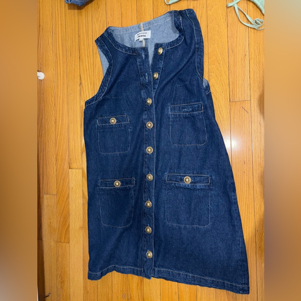 Denim Button-Down Dress with Pockets